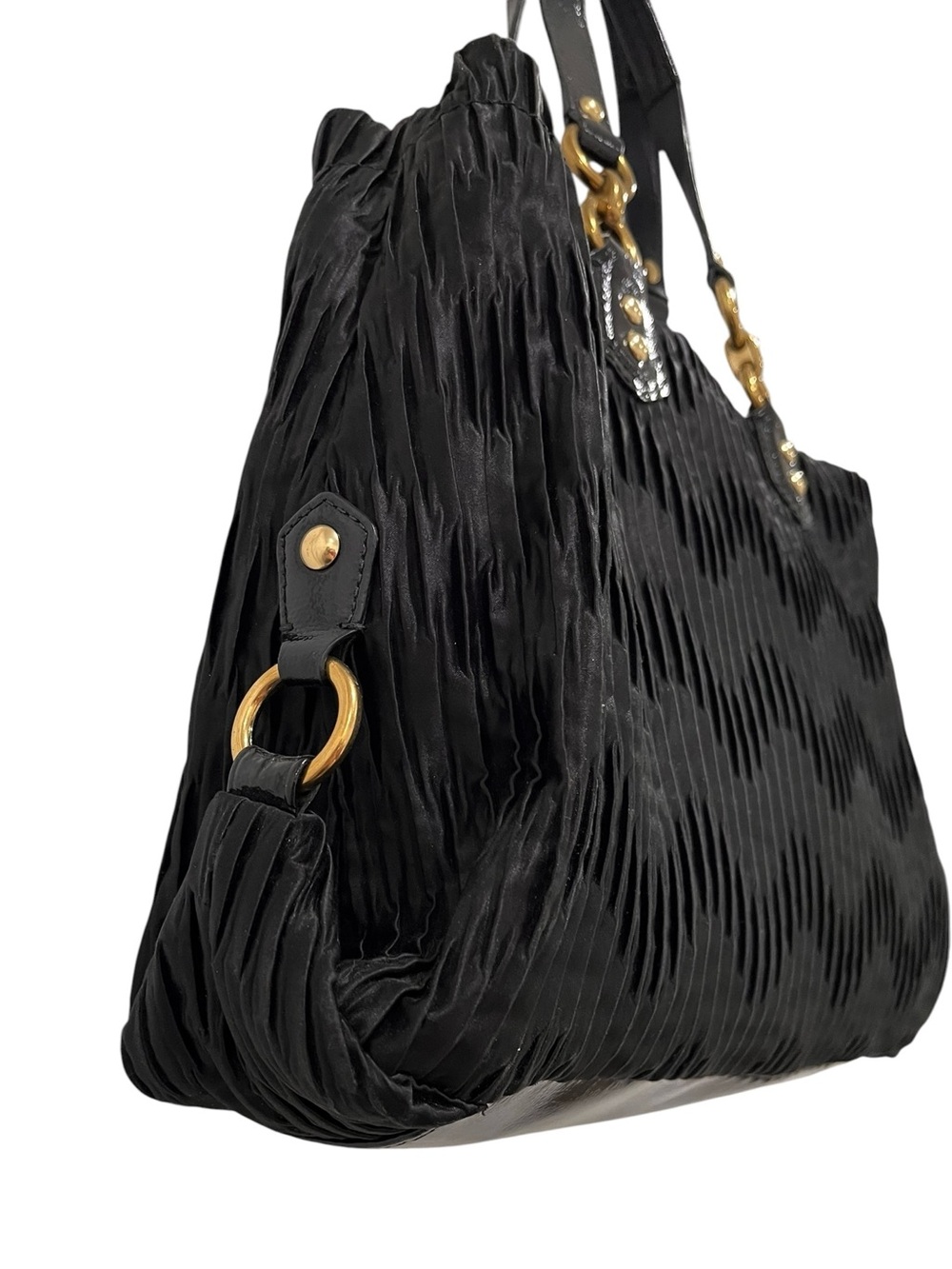 Coach Ashley Black Gathered Satin Satchel Bag 2012 NWOT #H1282-F20050 - Picture 7 of 16